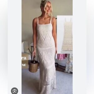 Zara crochet Elegant Cream Knit Maxi dress